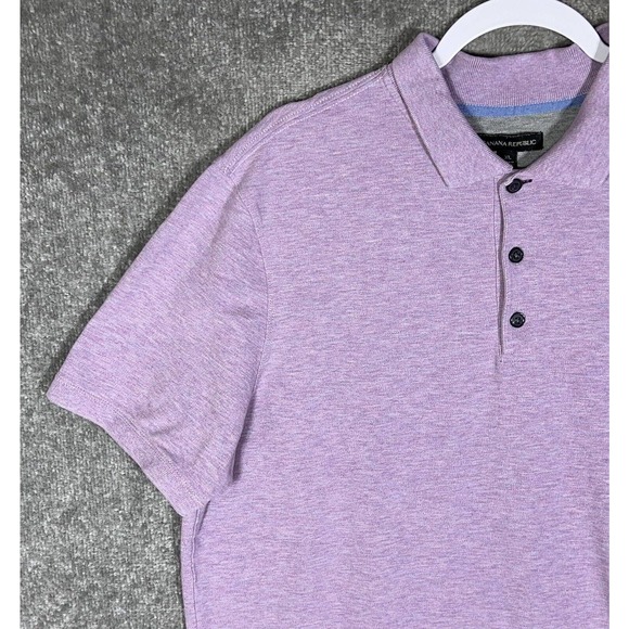 Banana Republic Short Sleeve Embroidered Elephant Polo Shirt Mens Size XL Purple - Picture 7 of 15